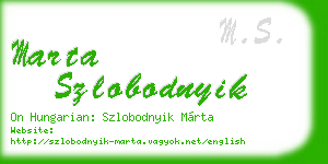marta szlobodnyik business card